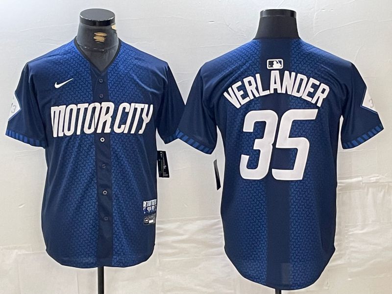 Men Detroit Tigers #35 Verlander Blue City Edition Nike 2024 MLB Jersey style 3